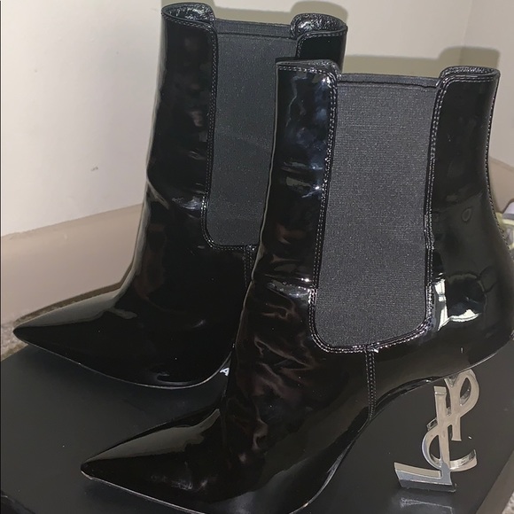 YSL Patent Leather Ankle Boots - Picture 1 of 5